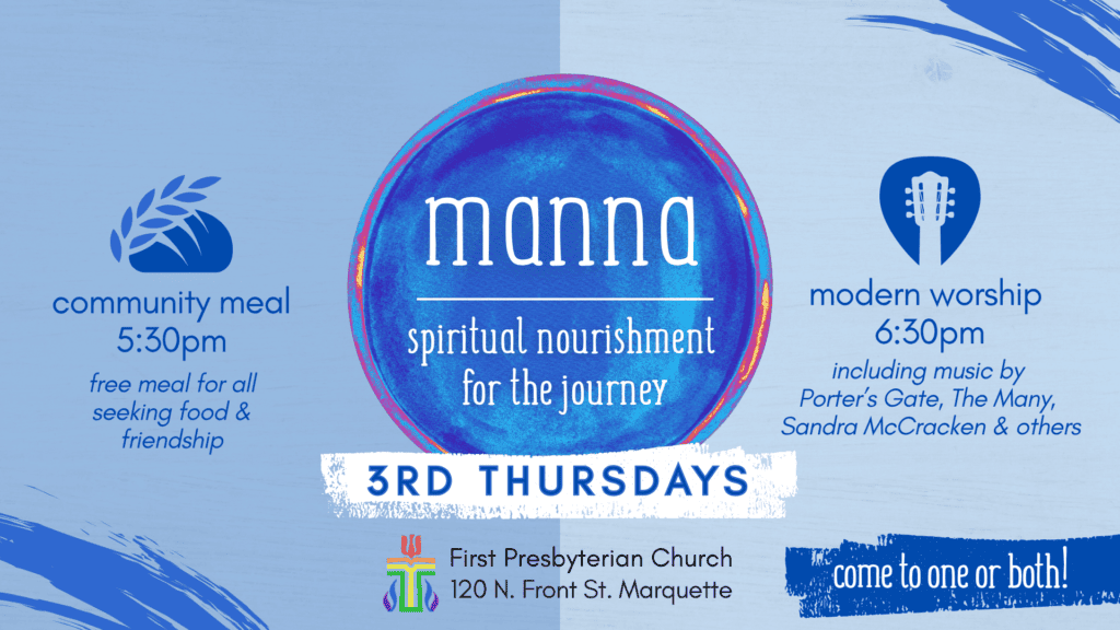 Modern worship service and meal invitation third Thursdays